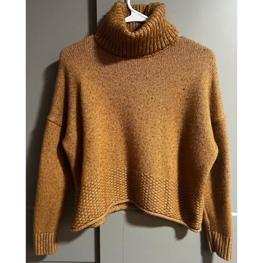 Madewell Womens Cropped Wool Blend Turtleneck Sweater Brown Size Small
